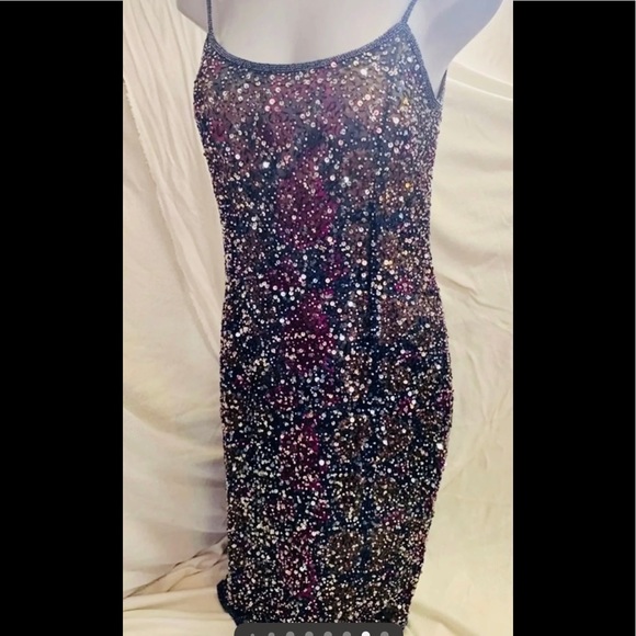 Woman’s Cocktail Dress 10 Adrianna Papell Prom Evening Beaded Sequence Sheath - Picture 16 of 16